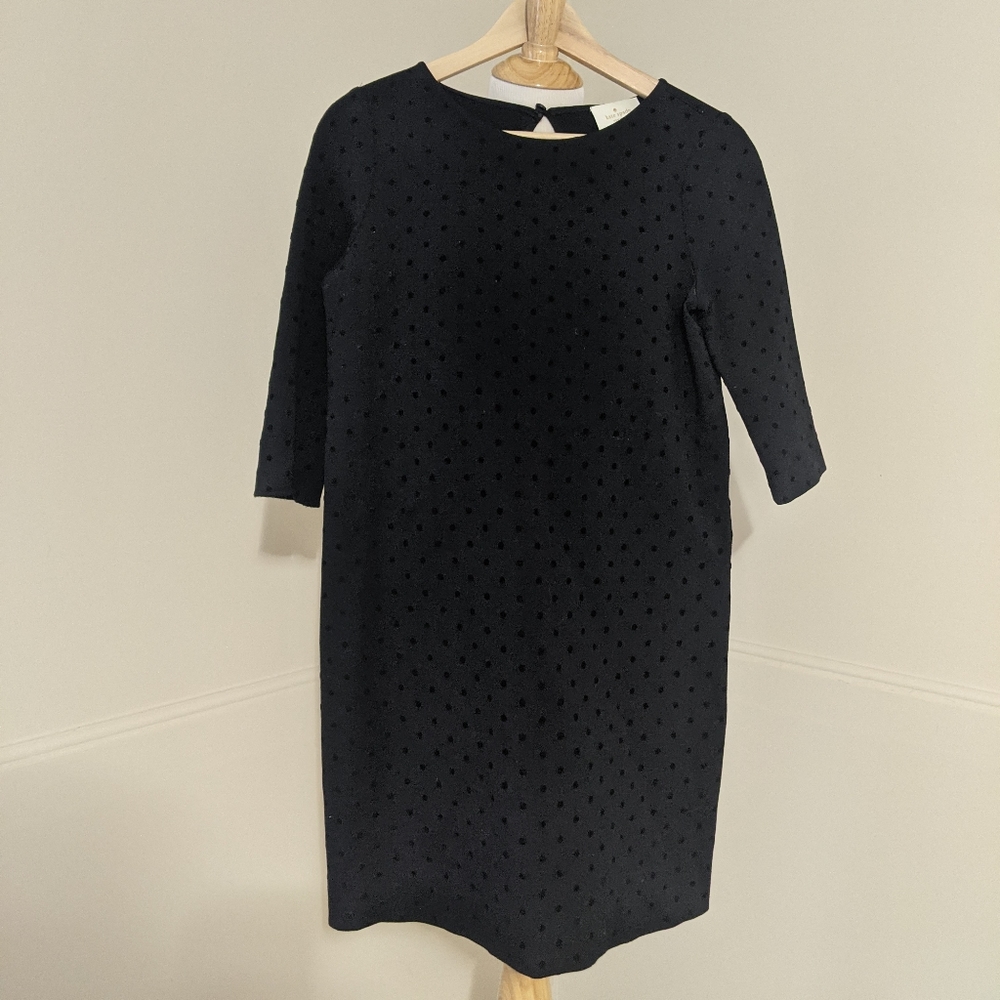 Kate Spade Black Shift Dress Velvet Polka Dots